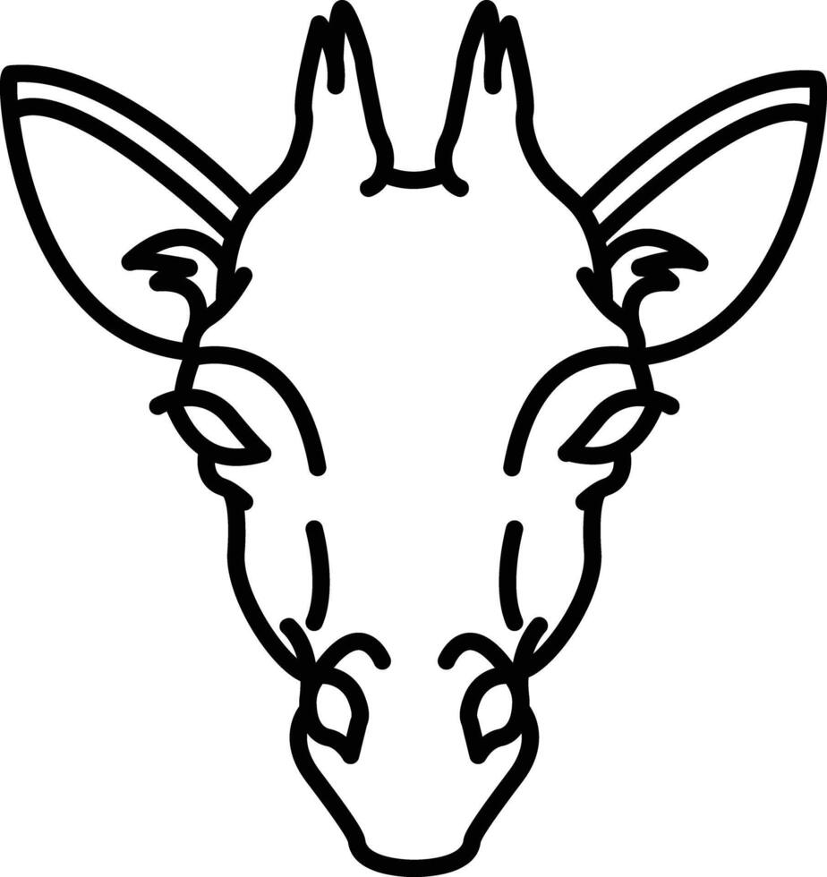 Giraffe Gesicht Gliederung Vektor Illustration