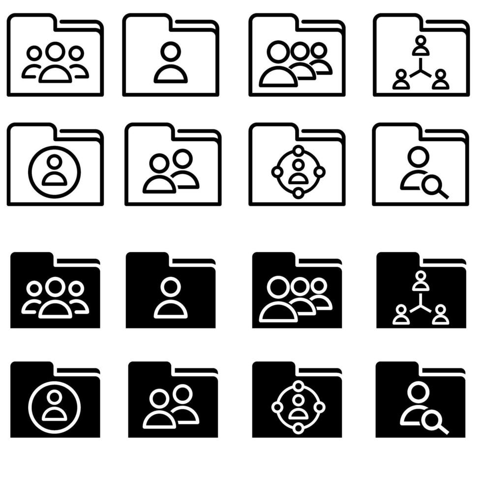 användare ikon vektor uppsättning. data arkiv illustration tecken samling. databas symbol. användare data logotyp.