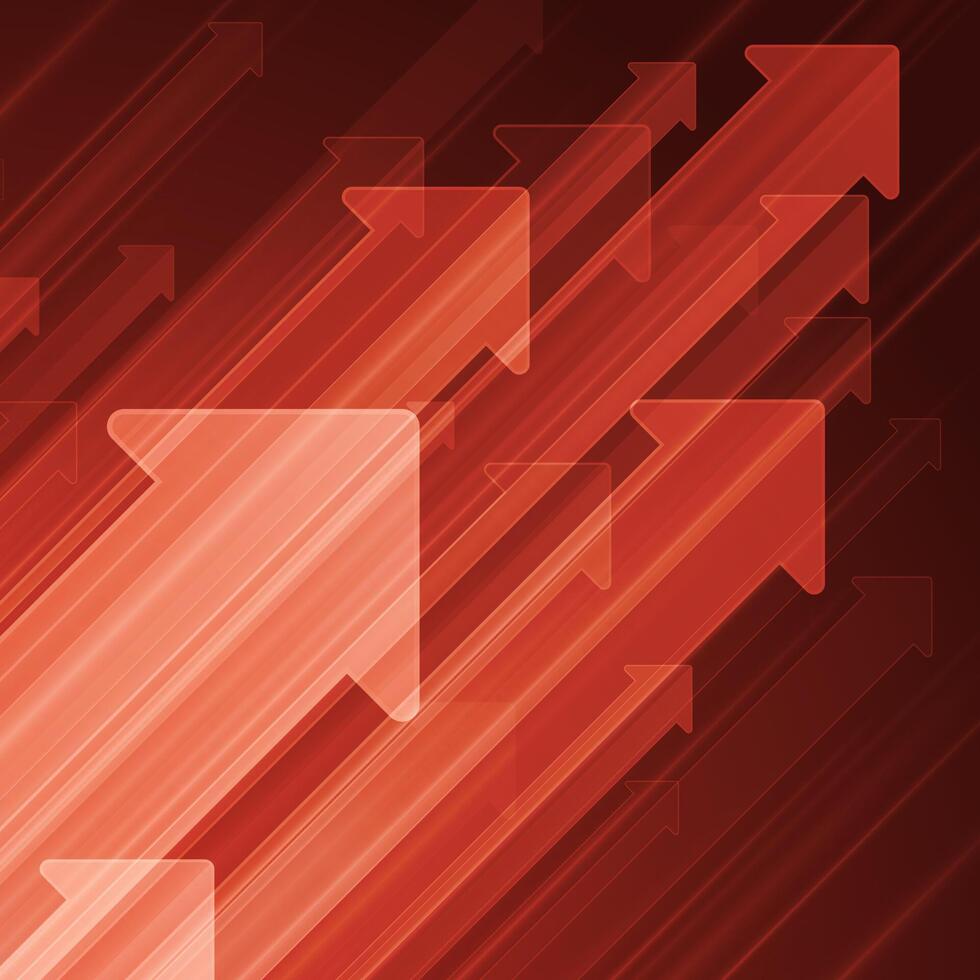 röd bakgrund med pilar pekande i annorlunda vägbeskrivning vektor