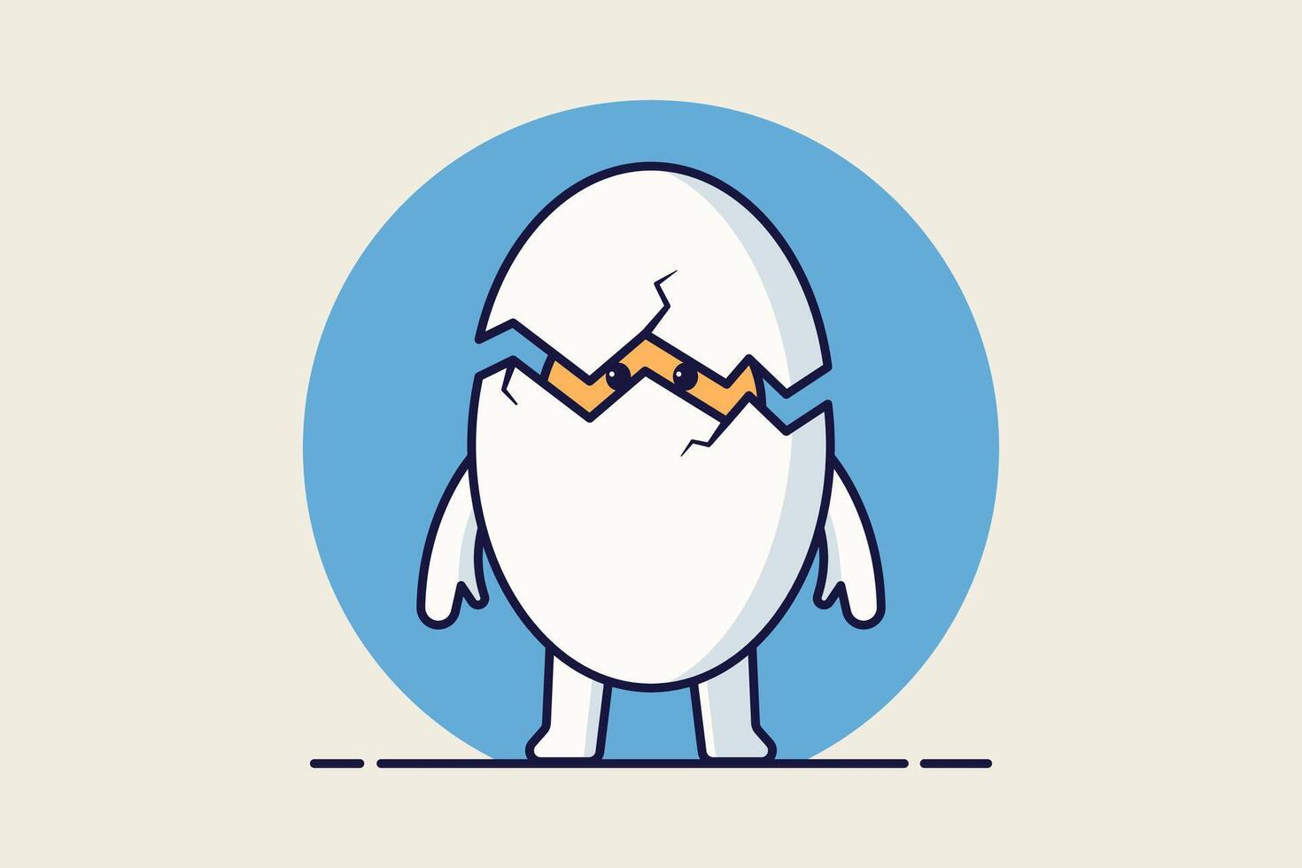 bruten ägg maskot illustration i platt stil. söt tecknad serie karaktär vektor
