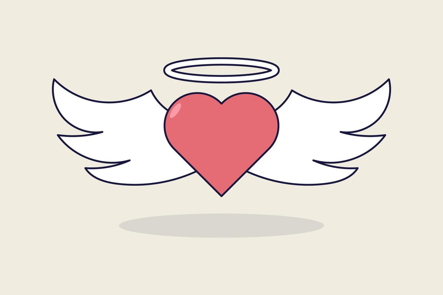 Engel Flügel mit Herz. Vektor Illustration im Karikatur Stil. Valentinsgrüße Tag