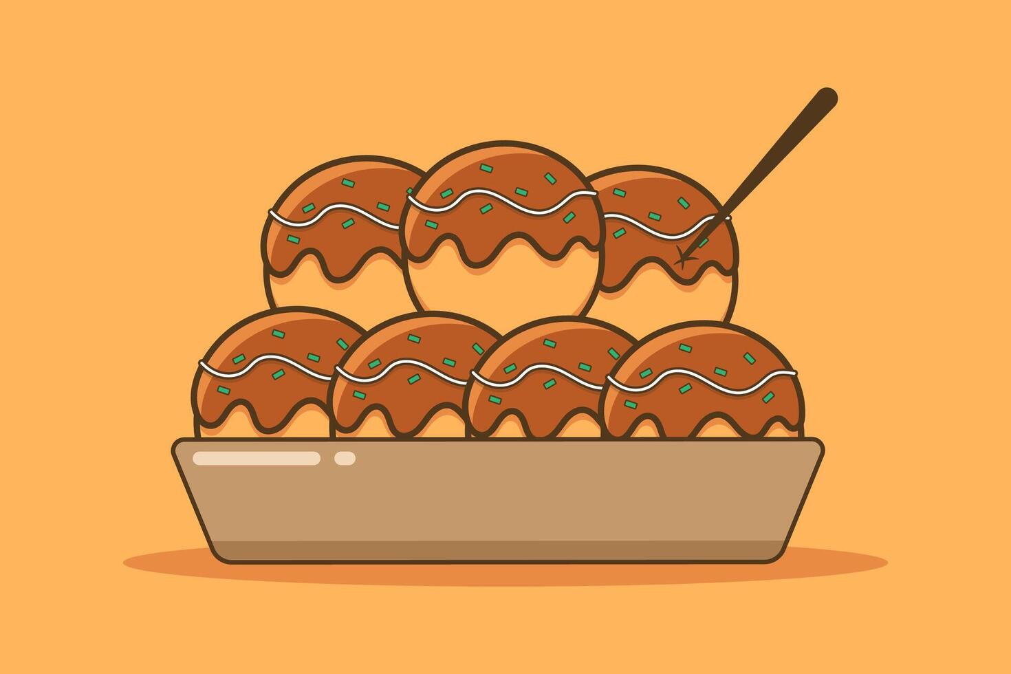 söt takoyaki tecknad serie vektor illustration