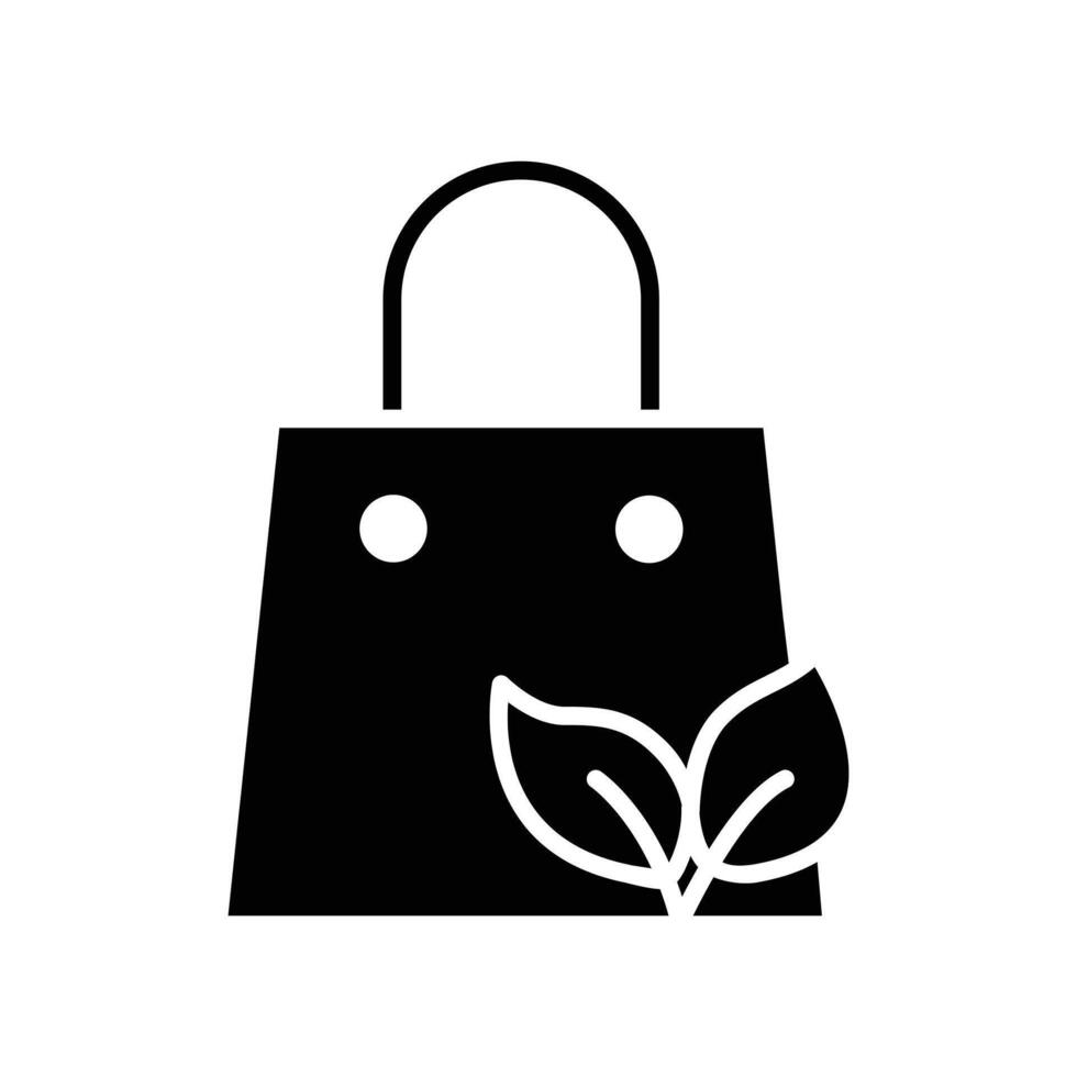 Öko Einkaufen Tasche solide schwarz Symbol Vektor Design gut zum Netz und Handy, Mobiltelefon App