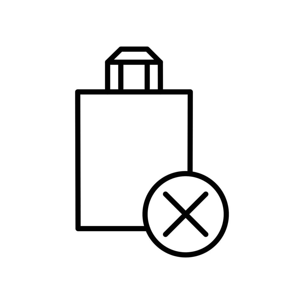 einkaufen Tasche Kreuz Gliederung Symbol dünn Linien Vektor Design gut zum Webseite und Handy, Mobiltelefon App