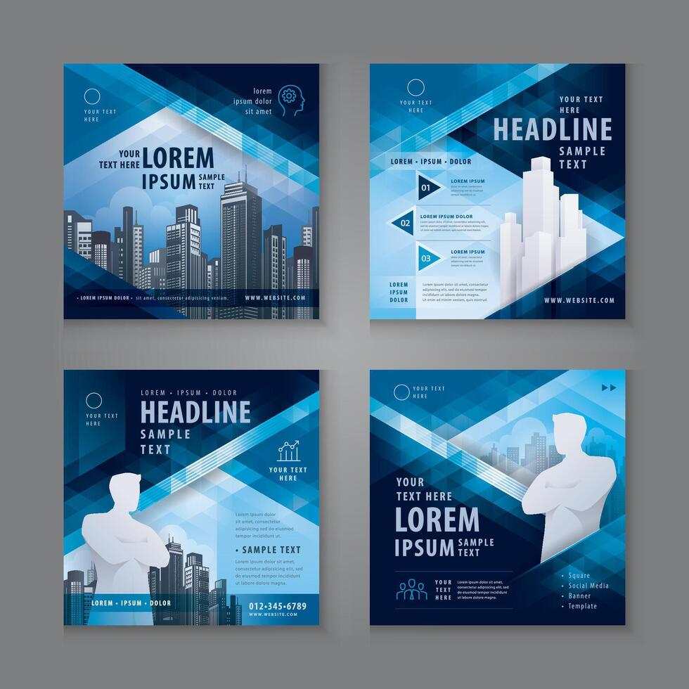 Platz Vorlage Sozial Medien Post Design zum Digital Marketing, abstrakt Blau geometrisch Dreieck Hintergrund. vektor