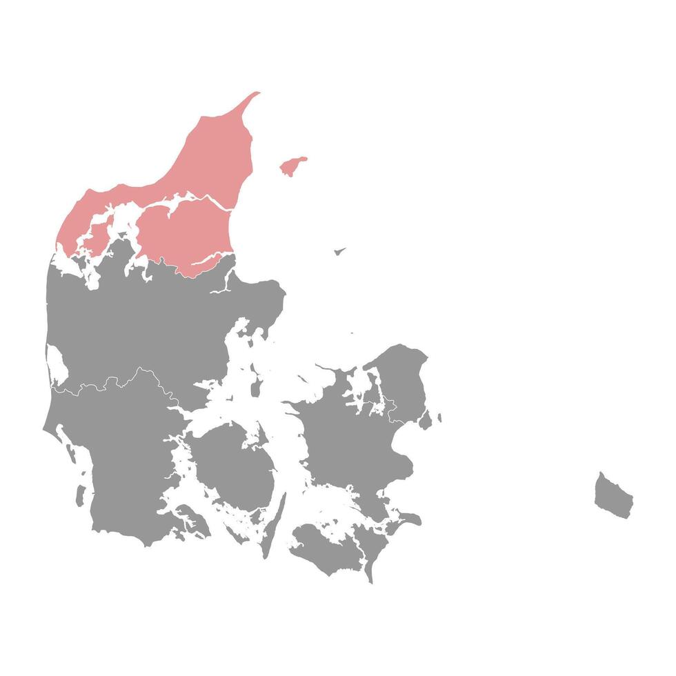 norr jylland område Karta, administrativ division av Danmark. vektor illustration.