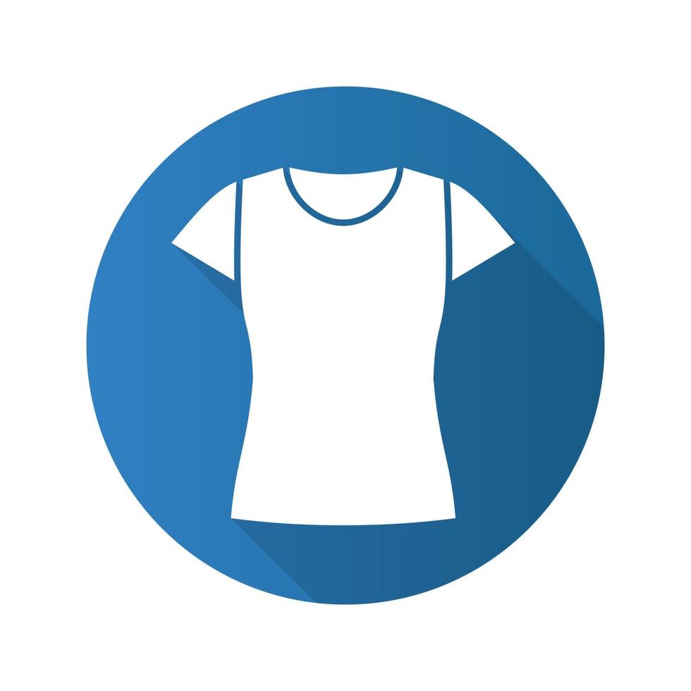 kvinnors t-shirt platt design lång skugga glyfikon. vektor siluett illustration