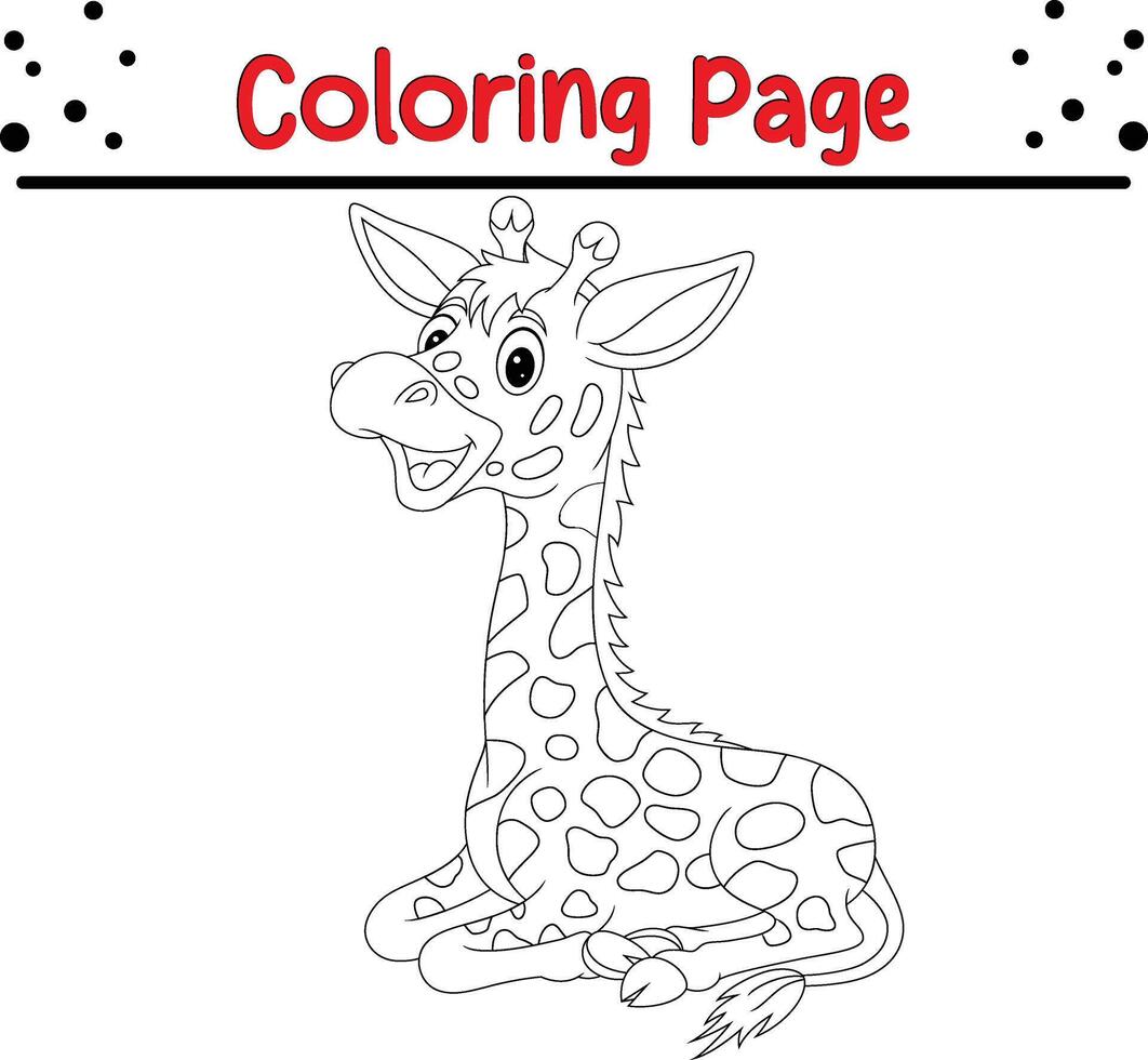 söt giraff färg sida för ungar. djur- färg bok vektor