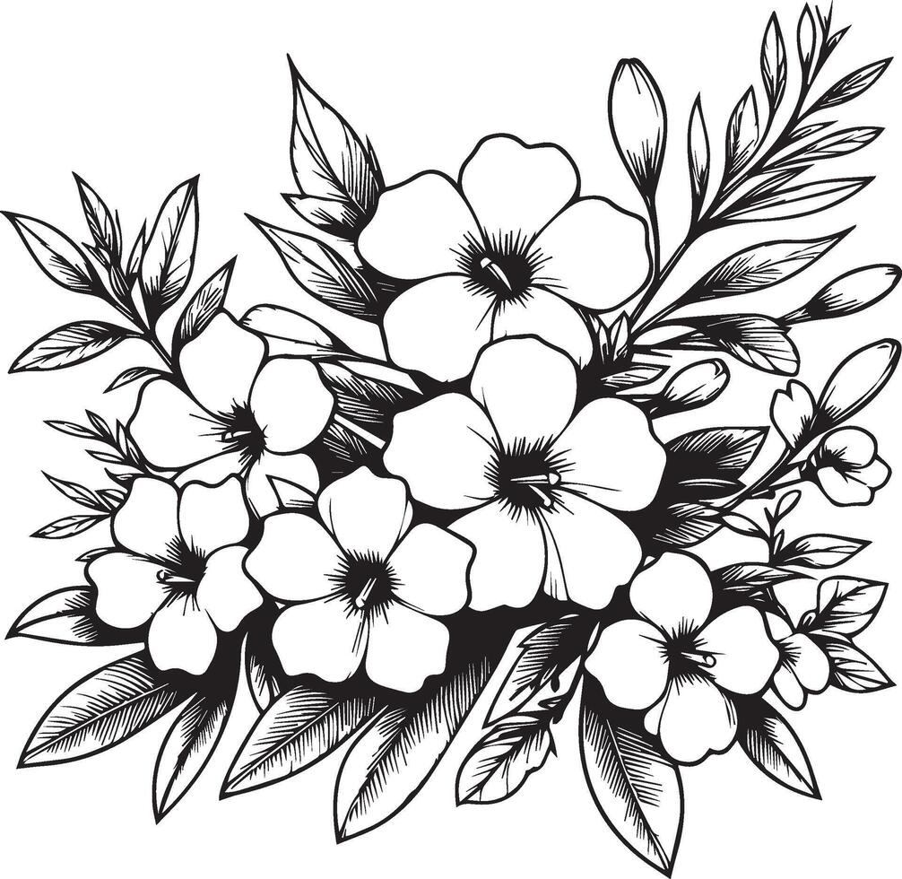 manda renande blommor illustration färg sida, enkelhet, utsmyckning, svartvit, vektor konst, översikt skriva ut med blommar manda renande blomma, manda renande bukett löv