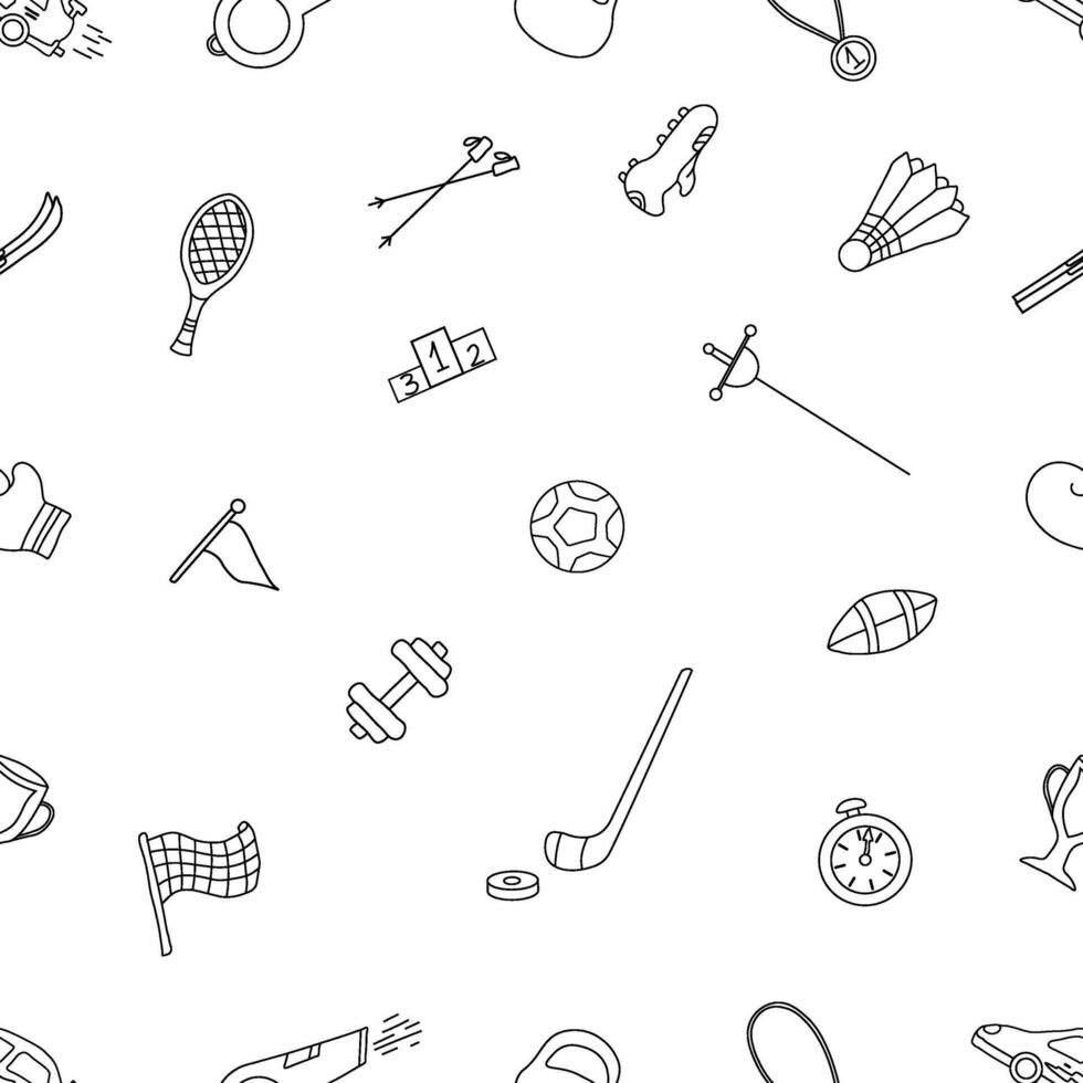 nahtlos Sport Muster. Hintergrund mit Sport Symbole. Gekritzel Sport Illustration vektor