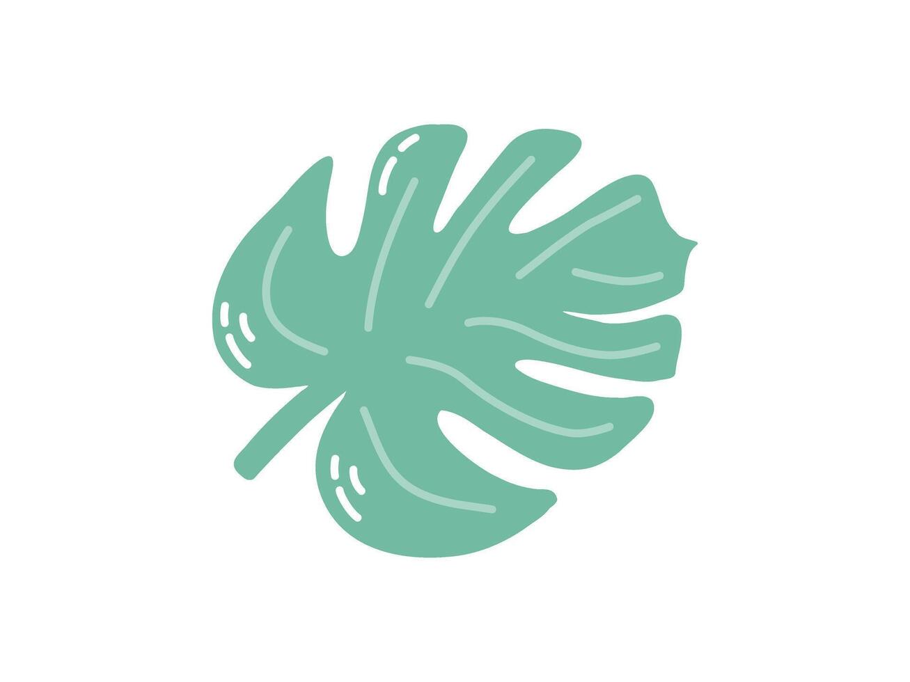 süß Hand gezeichnet tropisch Pflanze Blatt. eben Vektor Illustration isoliert auf Weiß Hintergrund. Gekritzel Zeichnung.