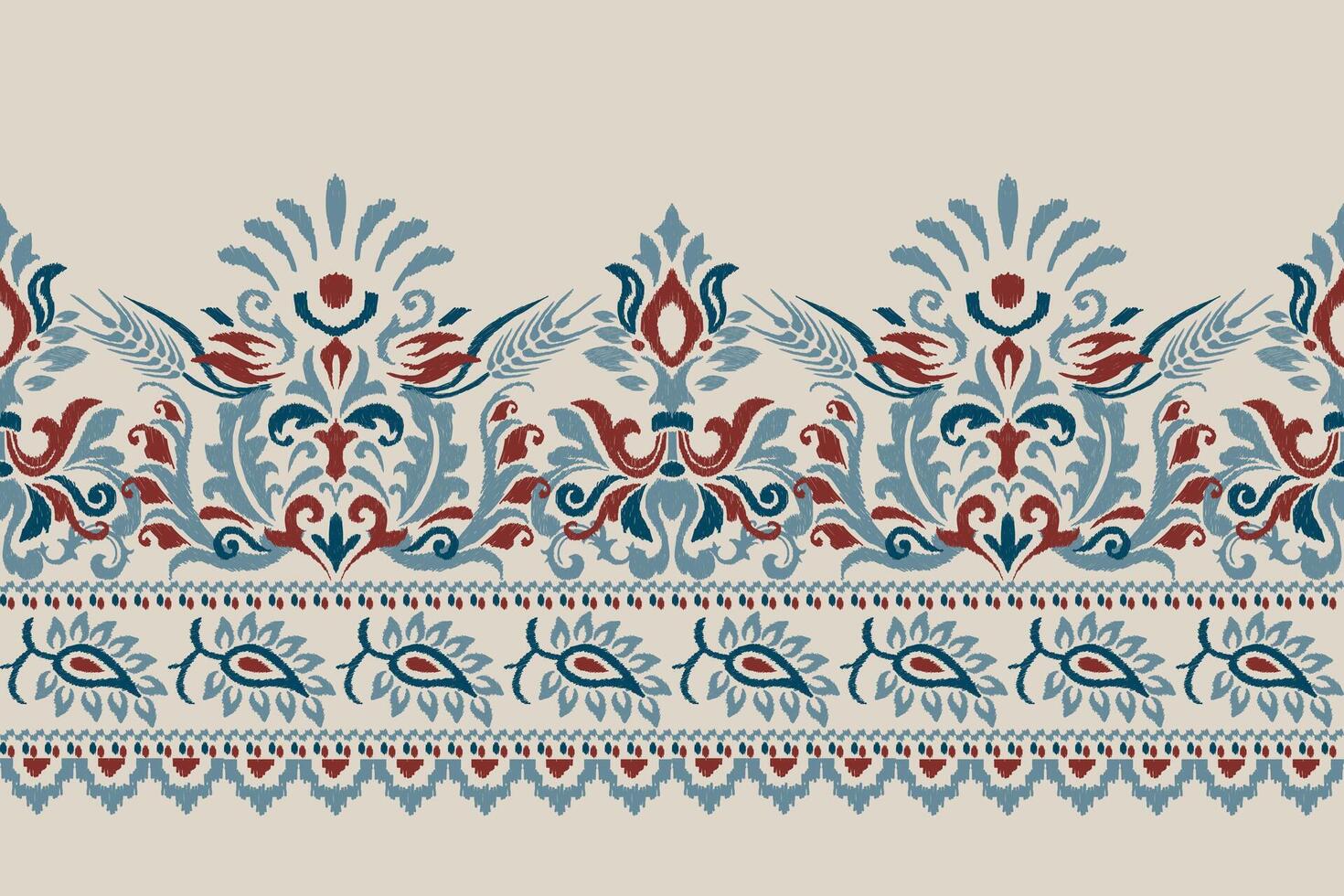 damast- ikat blommig mönster på grå bakgrund vektor illustration.ikat etnisk orientalisk broderi, aztek stil, abstrakt bakgrund.design för textur, tyg, kläder, inslagning, dekoration, sarong, halsduk.