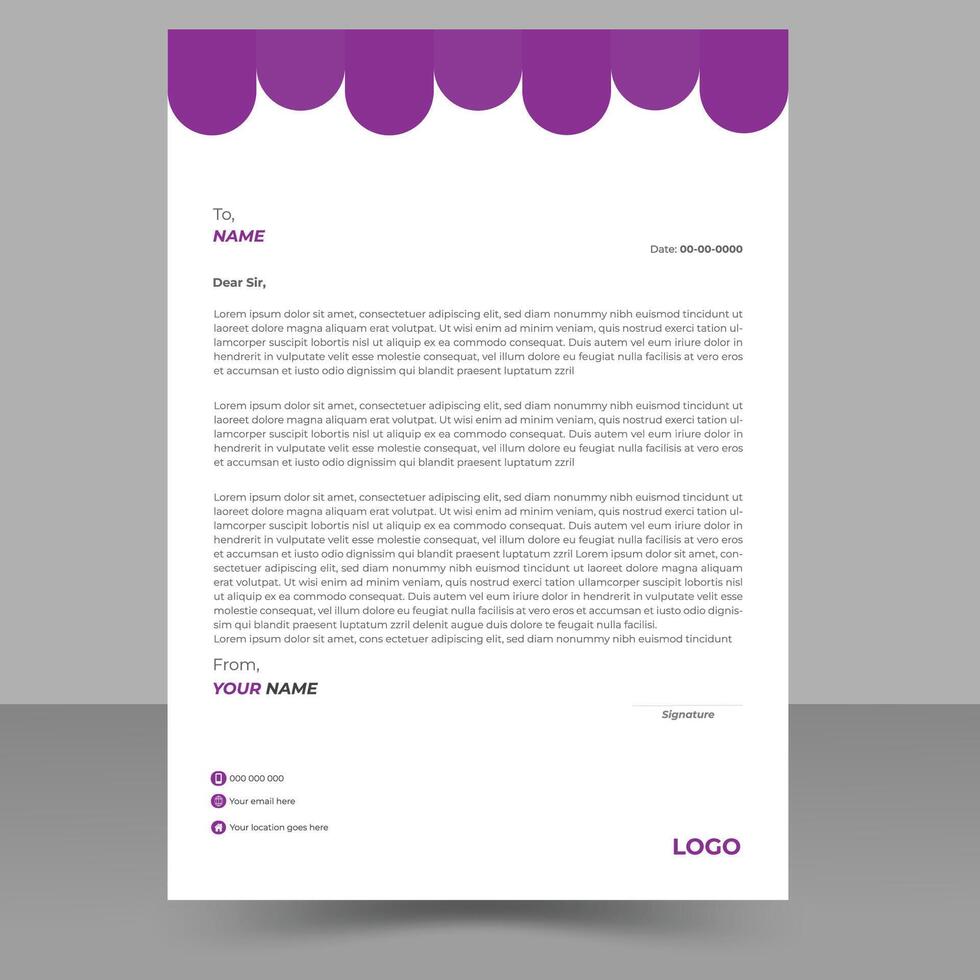 enkel, kreativ, modern, unik rena brev design mall a4 storlekar. vektor
