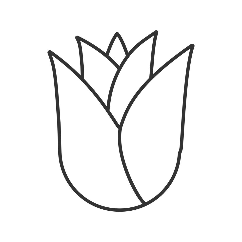Rosenknospe lineares Symbol. Rose Blume Kopf dünne Linie Abbildung. Symbol für die Kontur der blühenden Pflanze. Vektor isolierte Umrisszeichnung