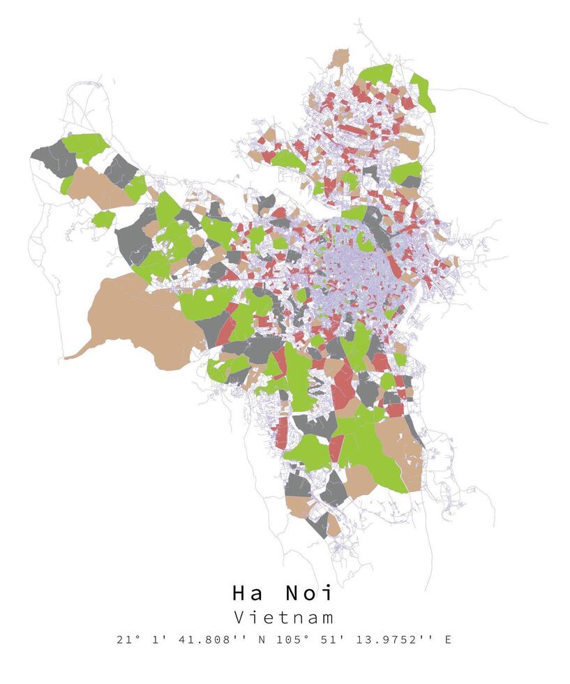 Ha Noi, Vietnam, Stadt Detail Farbe Straßen Straßen Karte ,Vektor Element Vorlage Bild vektor