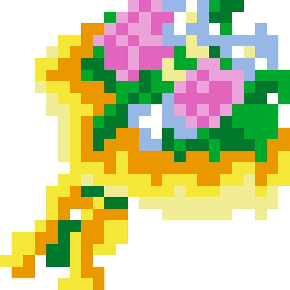 Blume Karikatur Symbol im Pixel Stil vektor
