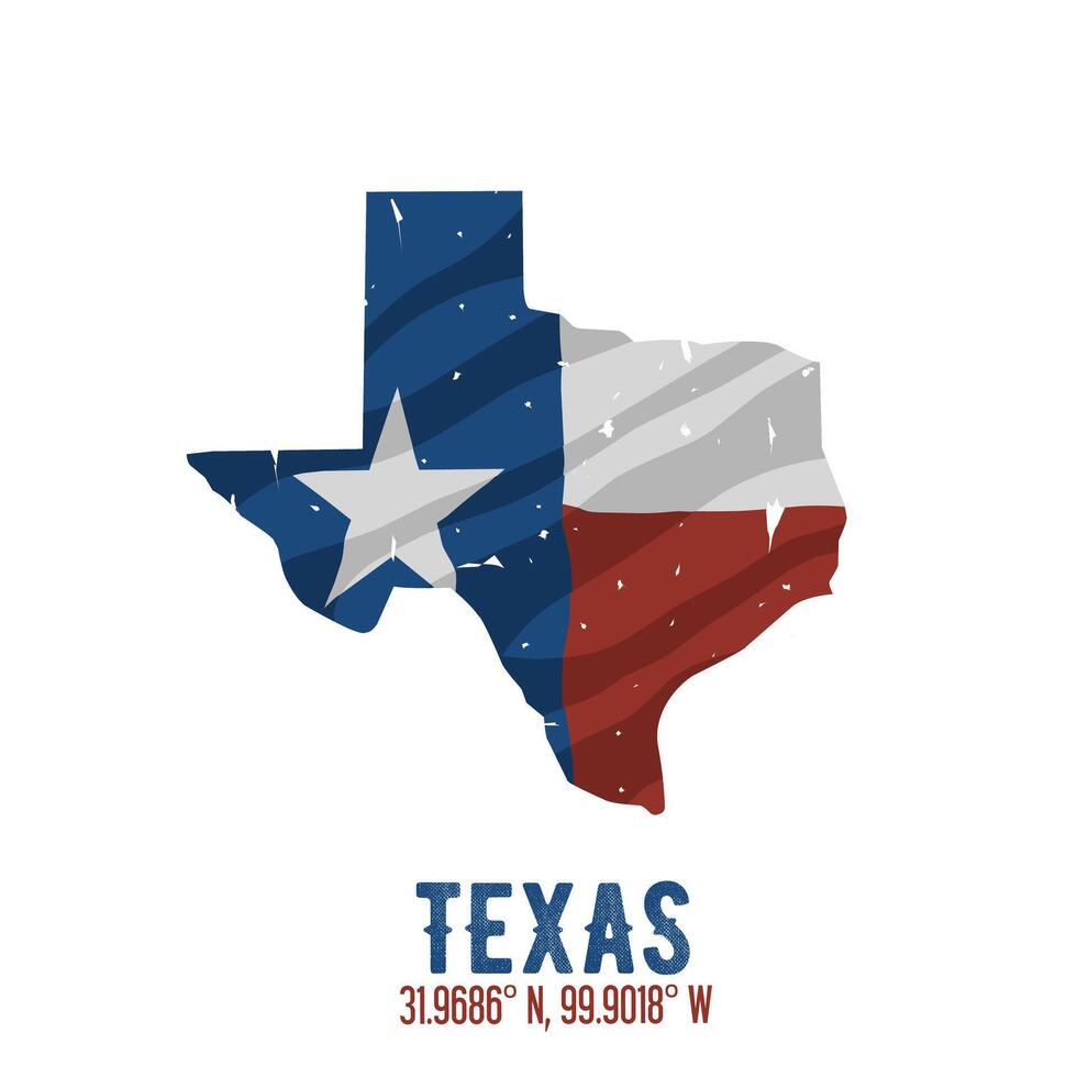 Vektor von Texas winken Flagge im Grunge Stil, Jahrgang Stil, perfekt zum drucken, Kleidung, usw
