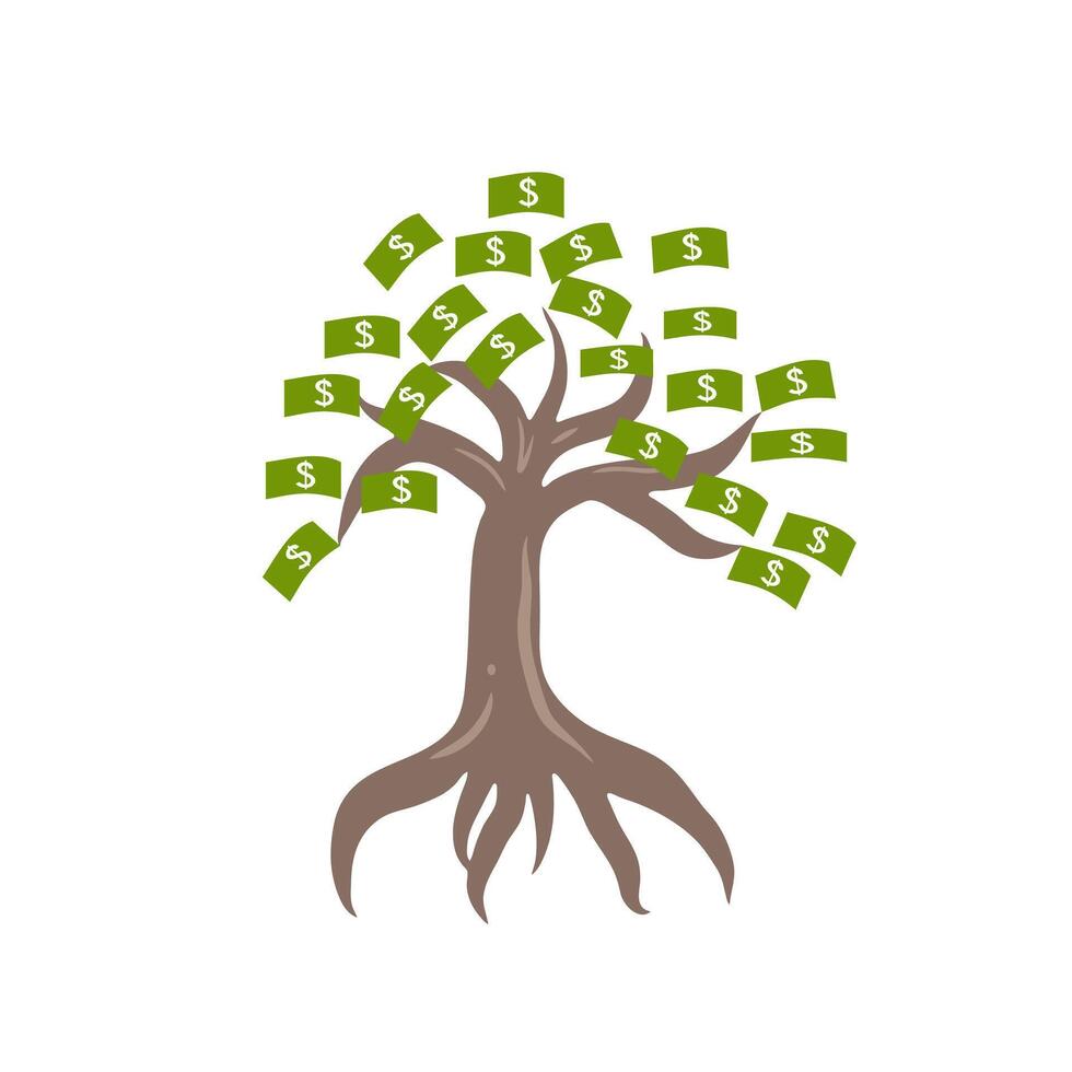 Geld Baum Illustration Vektor zum Geschäft und Finanzen