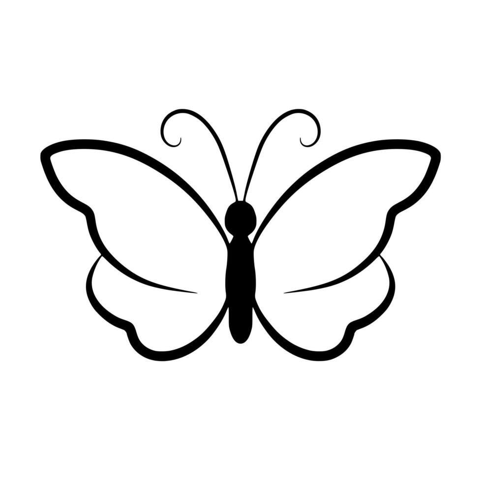 einfach Silhouette von schön Schmetterling mit Verbreitung Flügel vektor