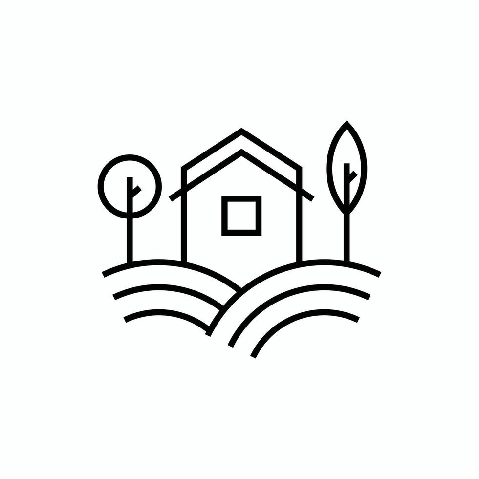 Landwirtschaft Bauernhof Logo Symbol Symbol Linie Kunst Linie Zeichnung Vektor Design