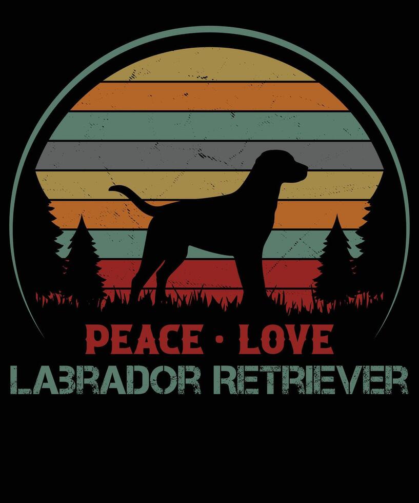 Frieden Liebe Labrador Retriever T-Shirt Design vektor