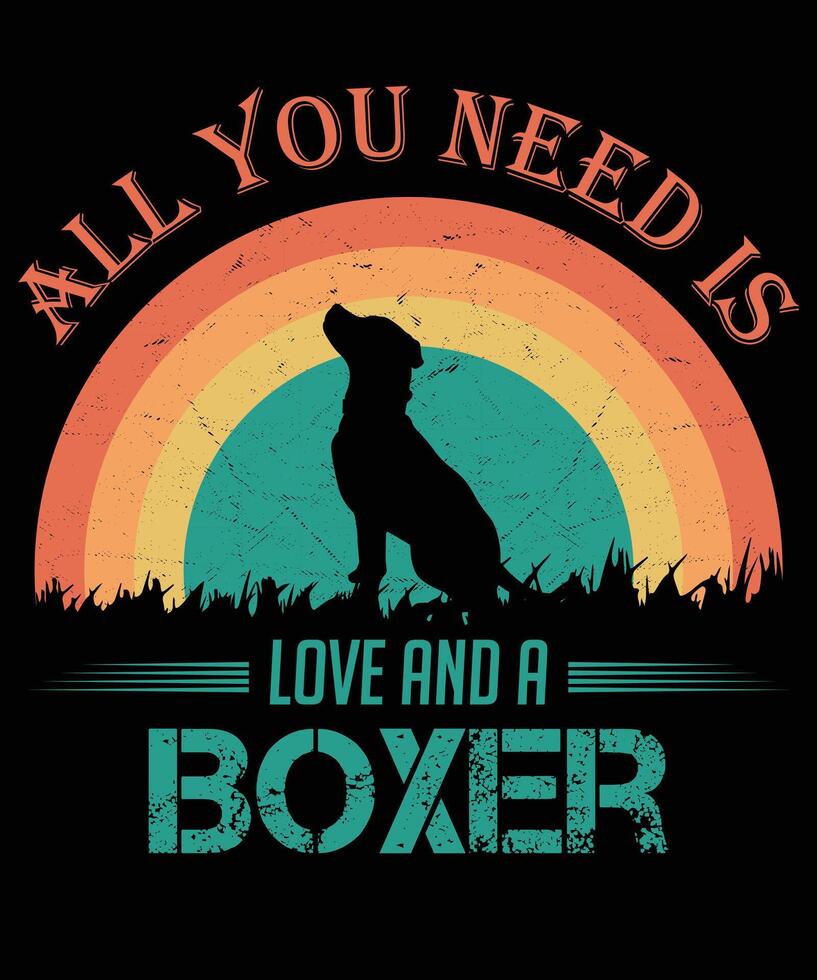 alle Sie brauchen ist Liebe und ein Boxer Katze Jahrgang T-Shirt Design. vektor