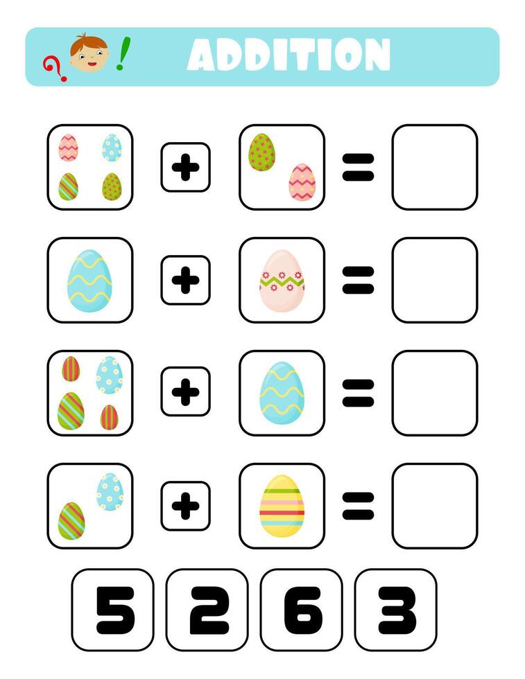de tillägg av ägg är en uppgift för barn den där innebär pedagogisk utveckling. den är en roligt . de spel är designad för barn och är designad till hjälp dem lära sig vektor