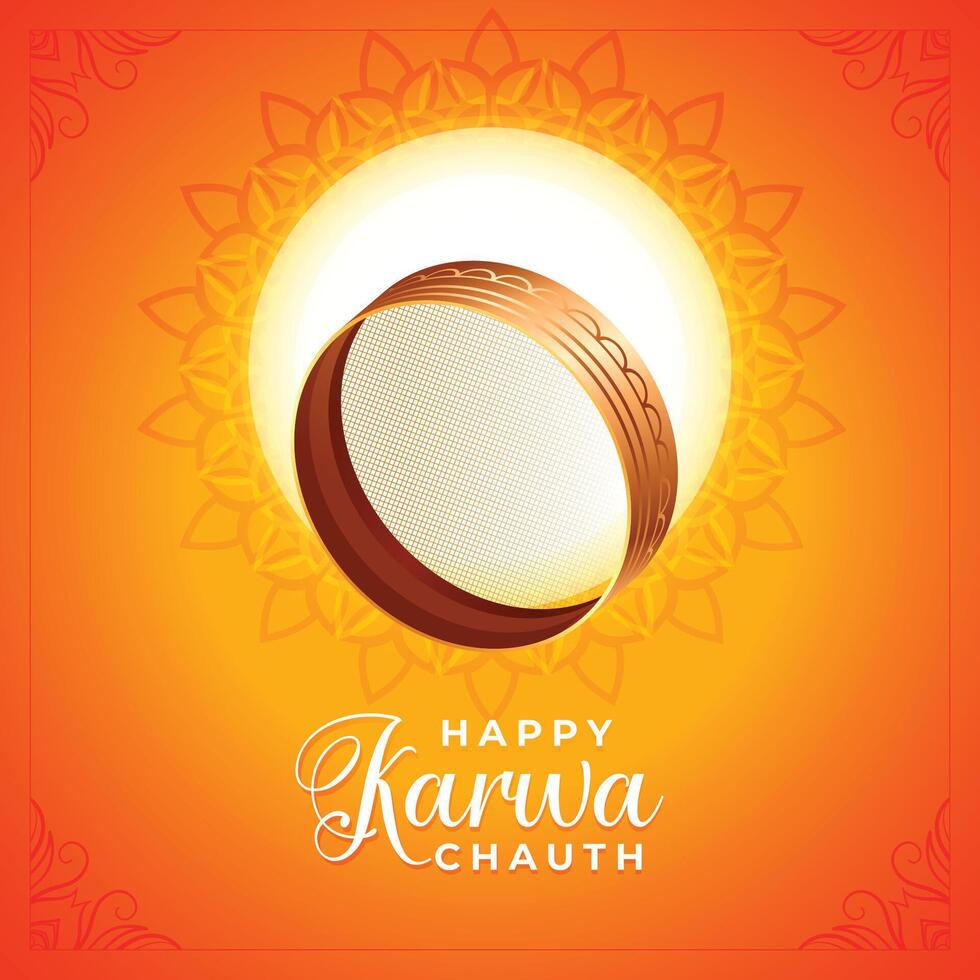 glücklich Karwa chauth dekorativ Hintergrund mit Sieb und Mond vektor