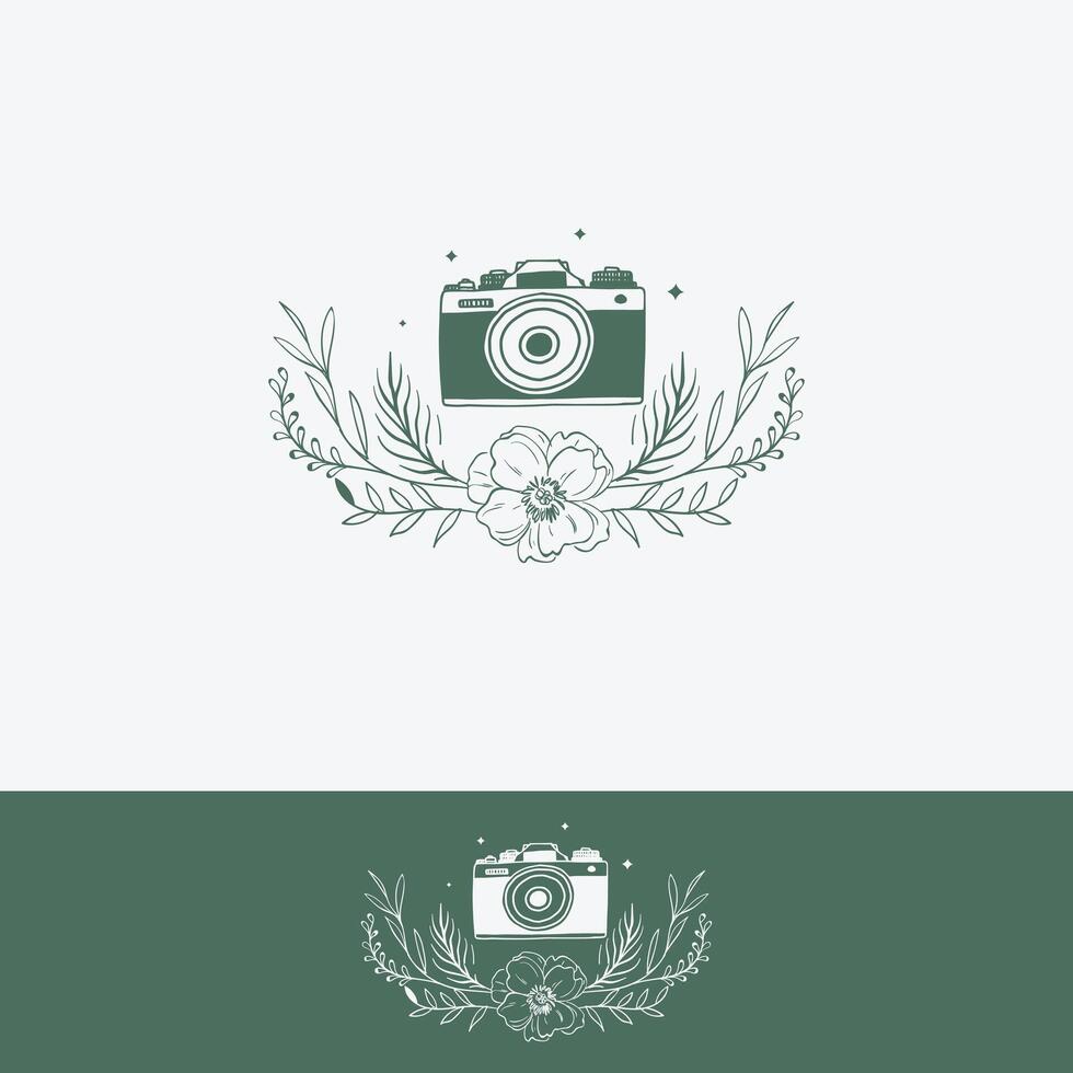 Kamera Vektor Logo mit bunt Blumen. Fotografie Medien Geschäft Logo Design