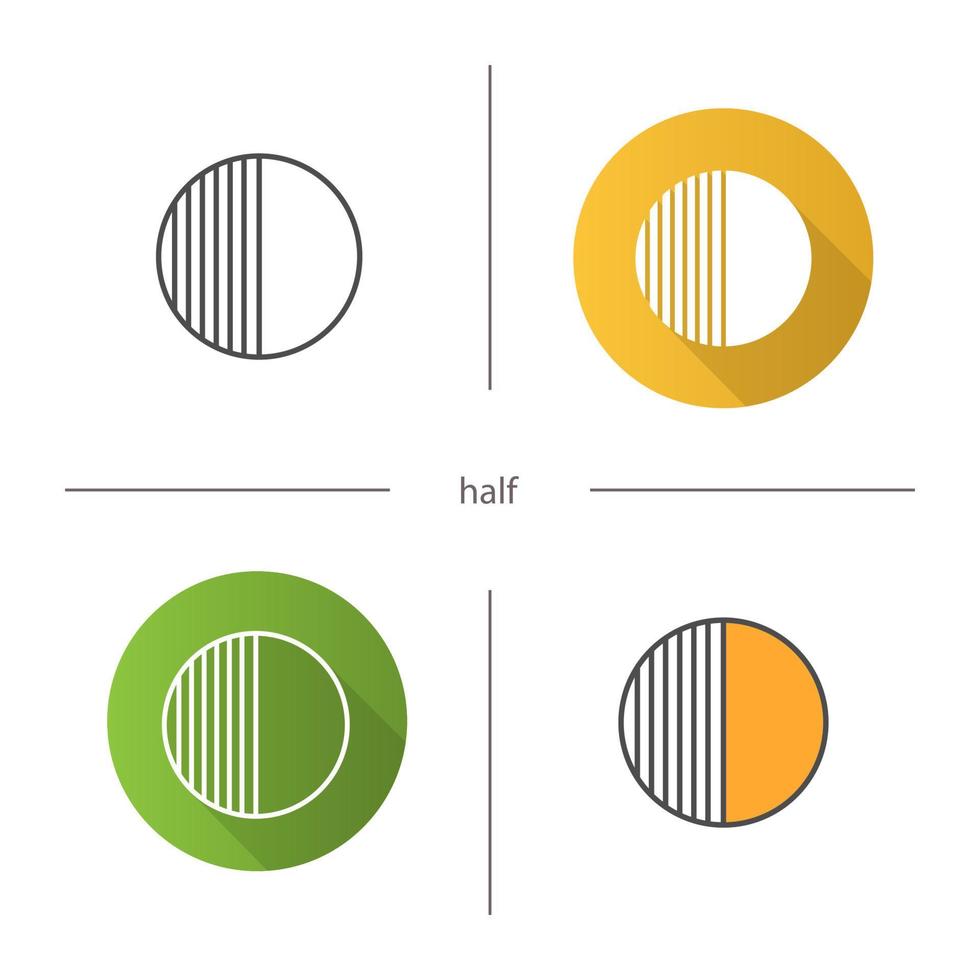 halv symbolikon. platt design, linjära och färgstilar. halvkläckt abstrakt metafor. isolerade vektorillustrationer vektor