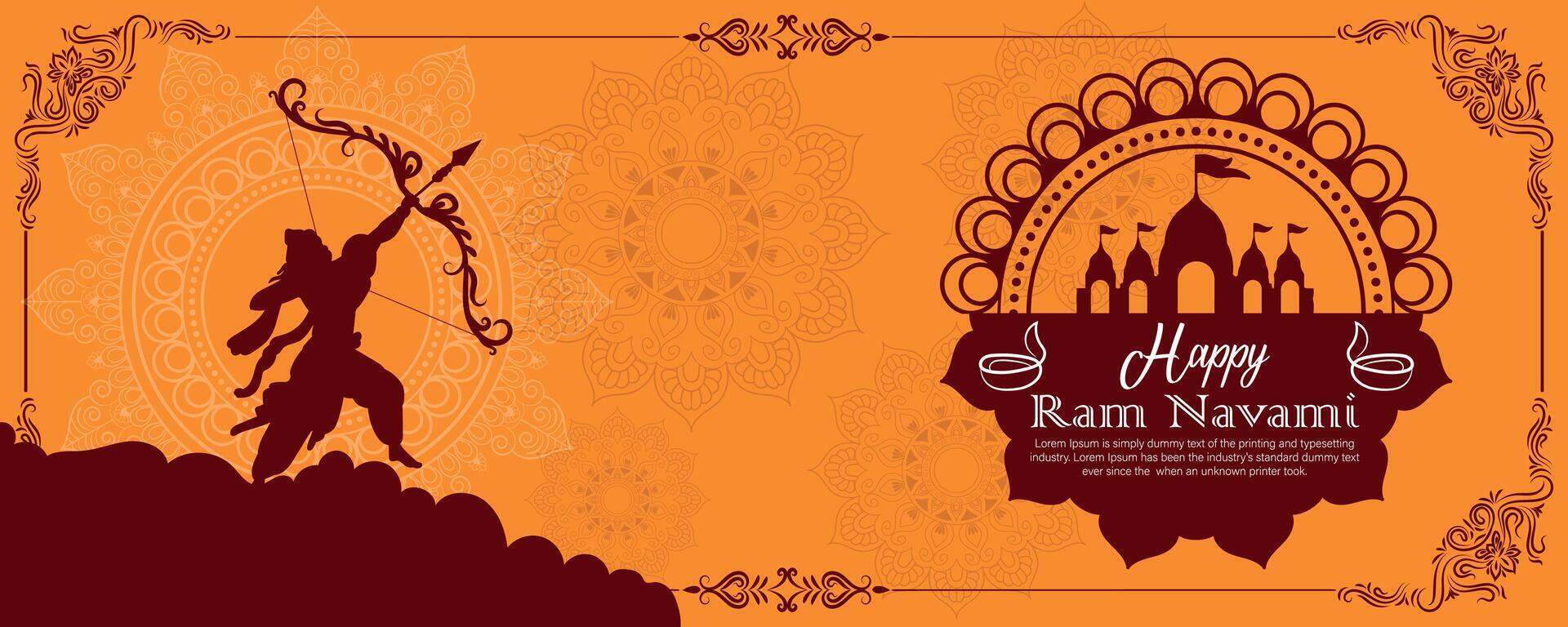 glücklich RAM Navami kulturell Banner Hindu Festival Vertikale Post wünscht sich Feier Karte RAM Navami Feier Hintergrund und RAM Navami Schöne Grüße Gelb Beige Hintergrund vektor