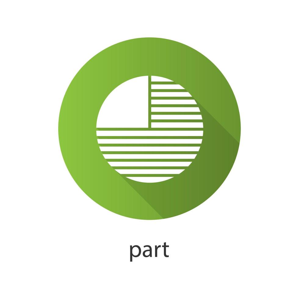 Kreisdiagramm mit fehlendem Teil. flaches Design lange Schatten Glyphe Symbol. Teil abstrakte Metapher. Vektor-Silhouette-Abbildung vektor