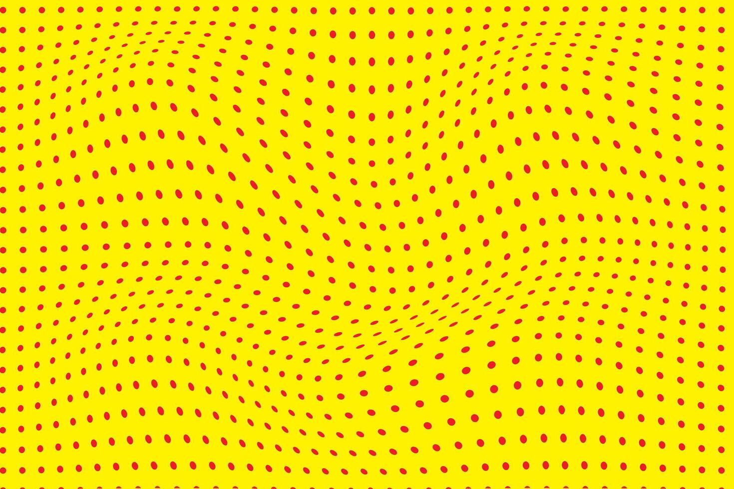 modern enkel abstrakt röd Färg små polka punkt vågig förvränga mönster på gul bakgrund. vektor