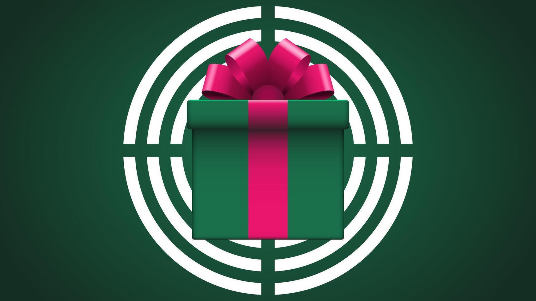 Grün Geschenk Box auf Weiß Ziel Ziel isoliert auf Grün Hintergrund. vektor