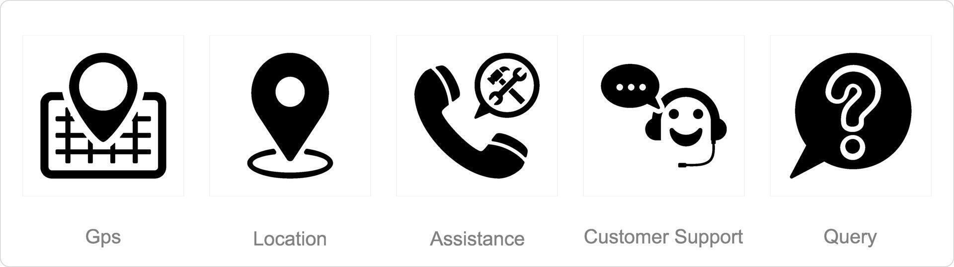 en uppsättning av 5 Kontakt ikoner som gps, plats, bistånd vektor