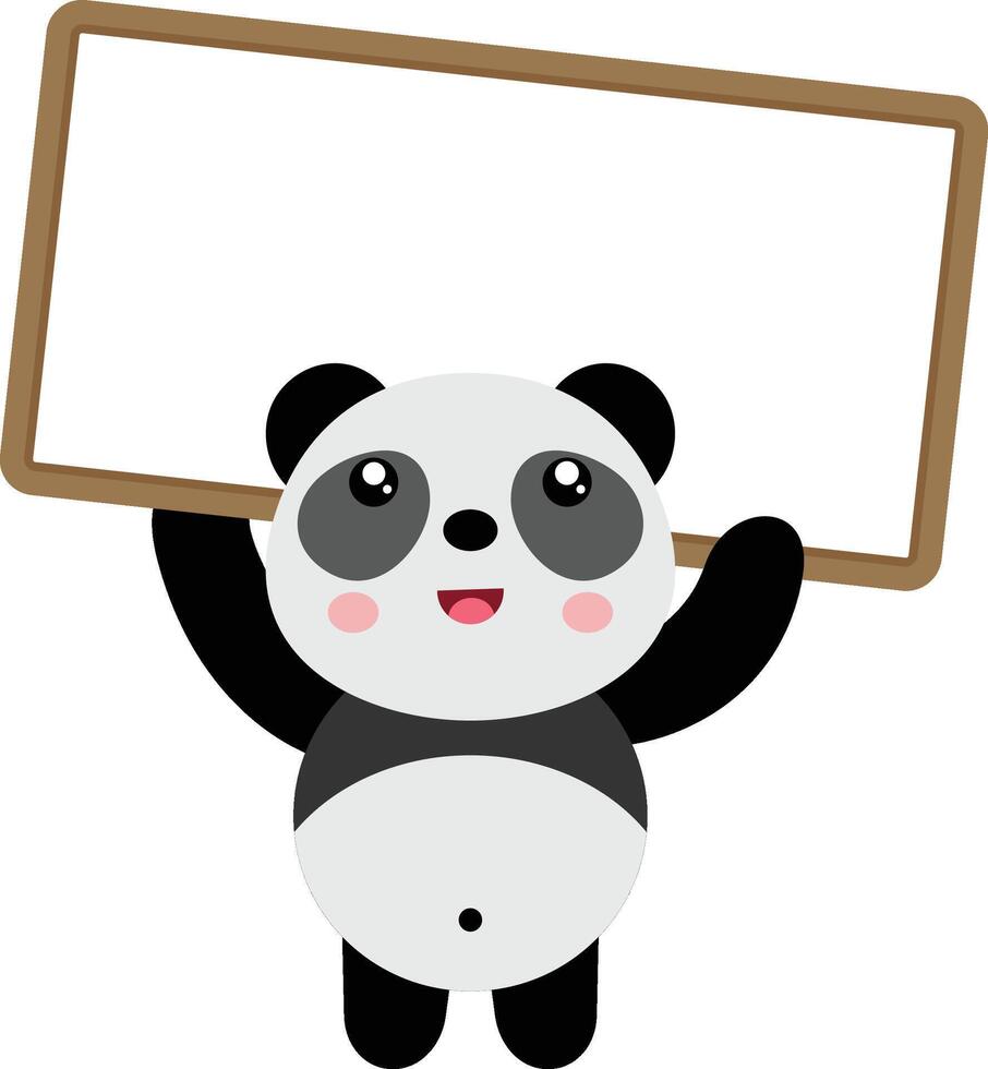 glücklich Panda halten ein leer Schild vektor