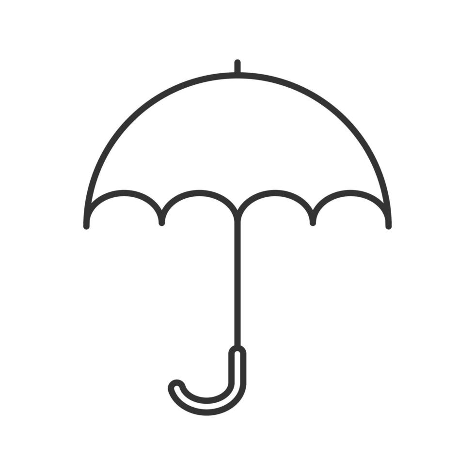 paraply linjär ikon. skydd mot regn eller solkontursymbol. öppnade regn paraply tunn linje illustration. vektor isolerade konturritning