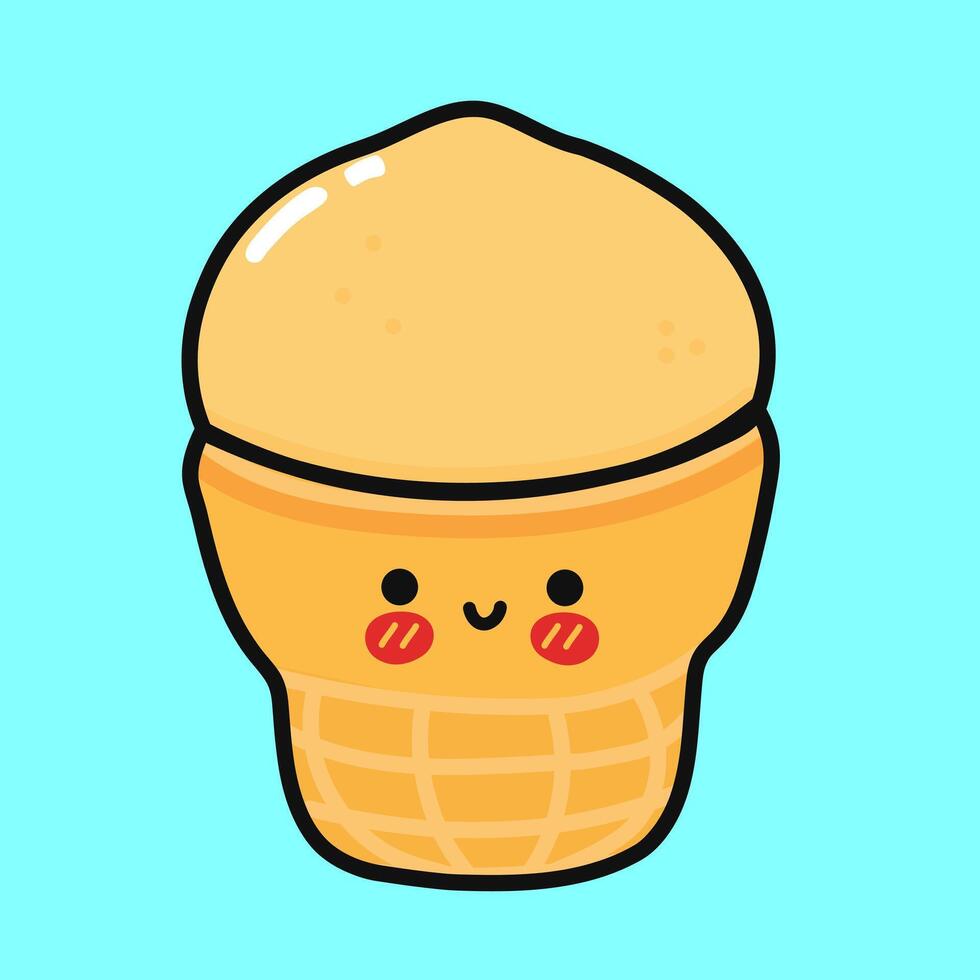 süß komisch Eis Creme. Vektor Hand gezeichnet Karikatur kawaii Charakter Illustration Symbol. isoliert auf Blau Hintergrund. Eis Sahne Charakter Konzept