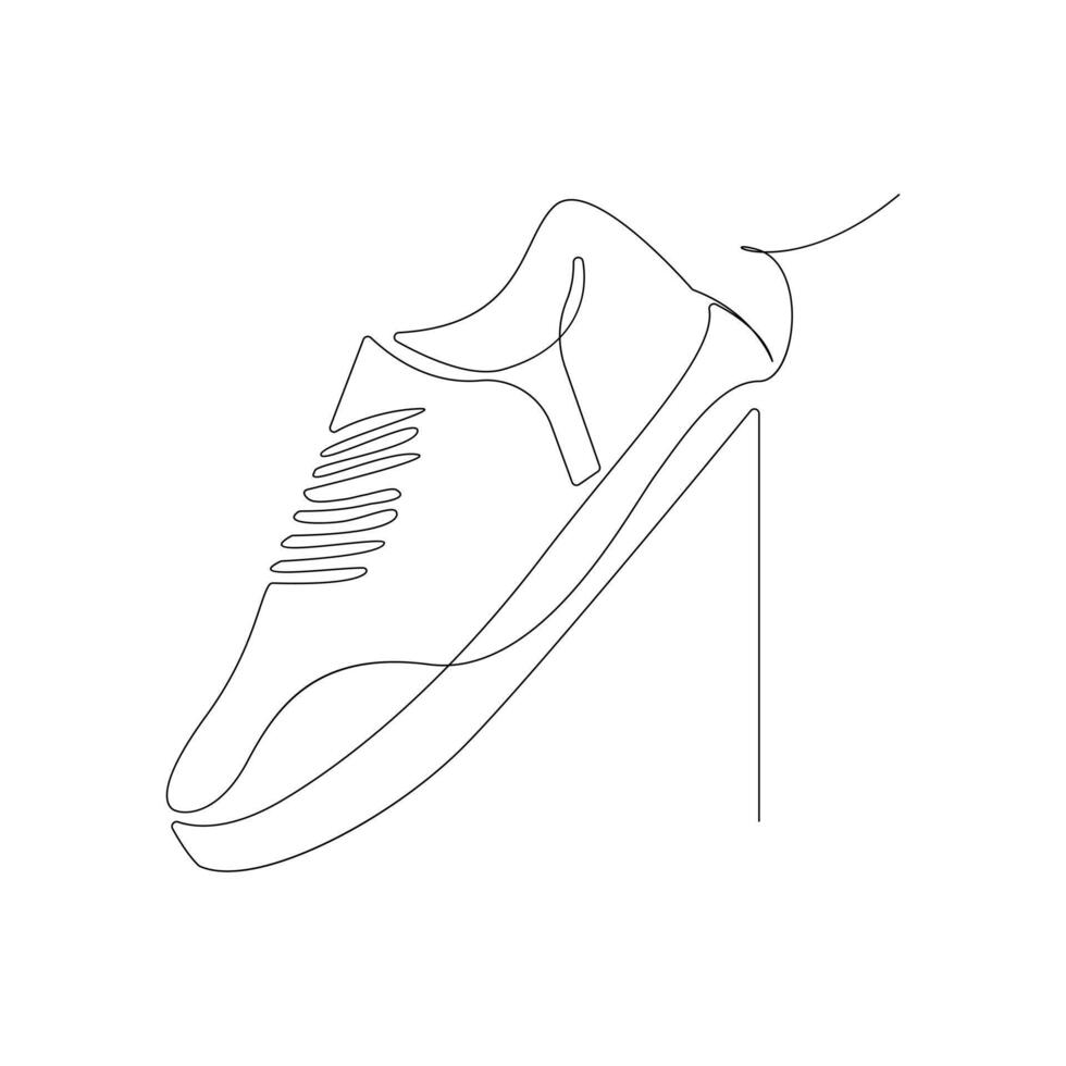 Schuh geht weiter einer Linie Kunst Zeichnung minimalistisch Design Vektor und Illustration