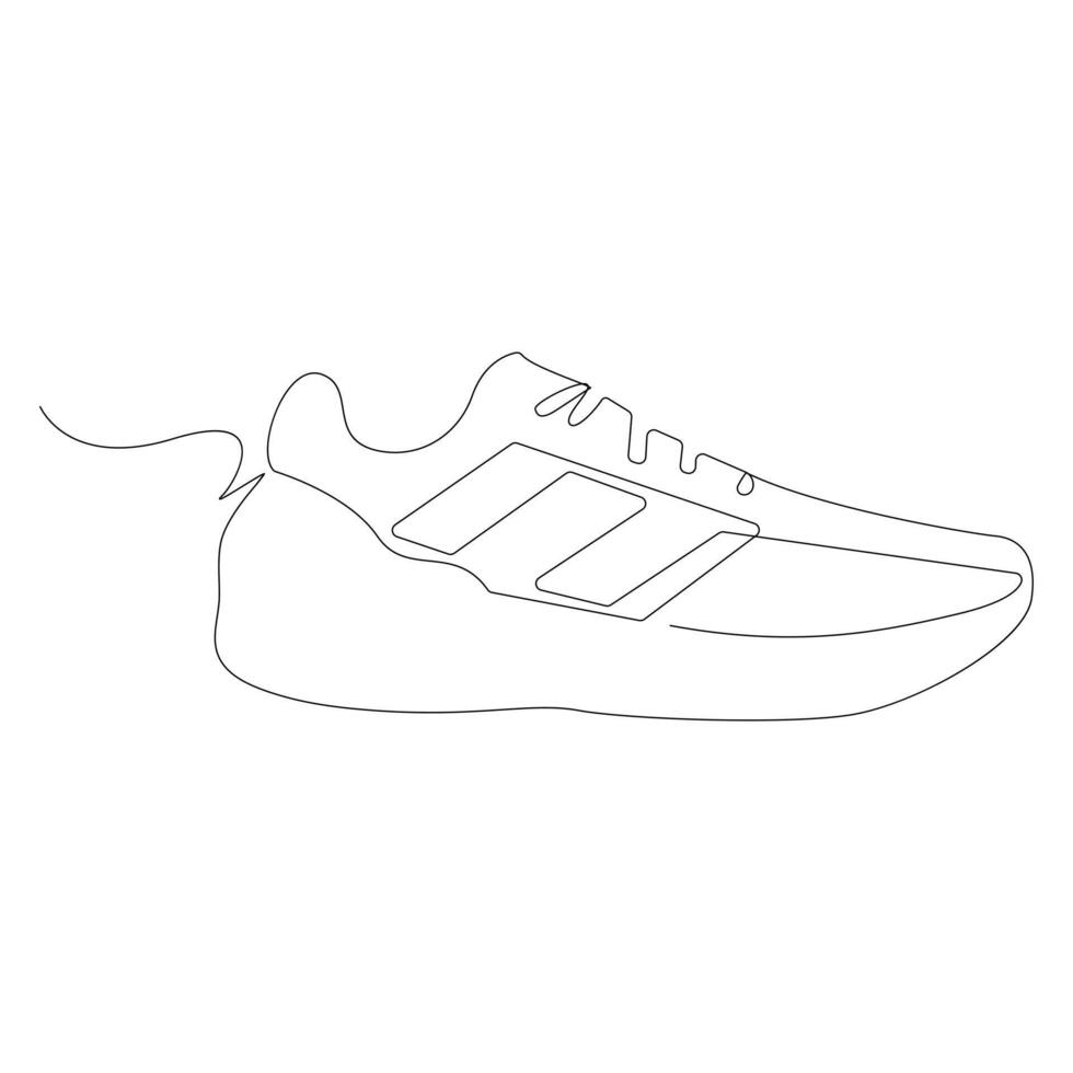 Schuh geht weiter einer Linie Kunst Zeichnung minimalistisch Design Vektor und Illustration