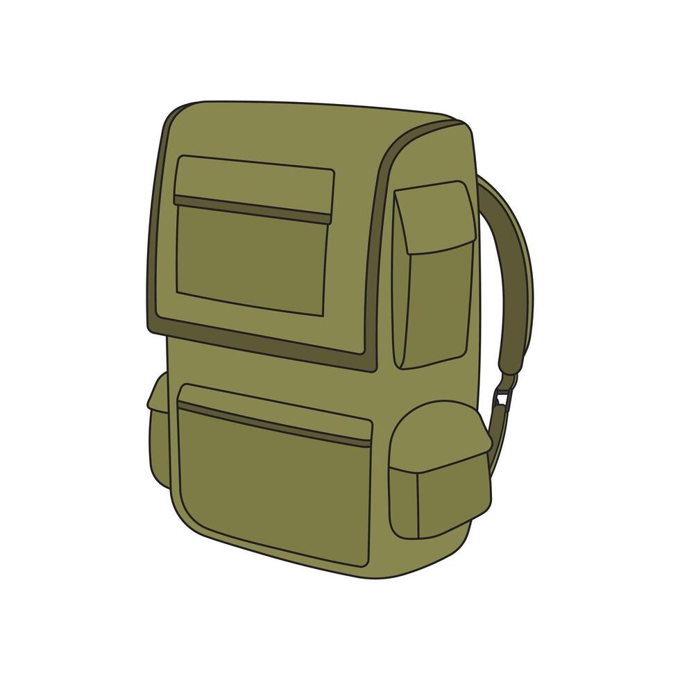 barn teckning tecknad serie vektor illustration camping väska ikon isolerat på vit
