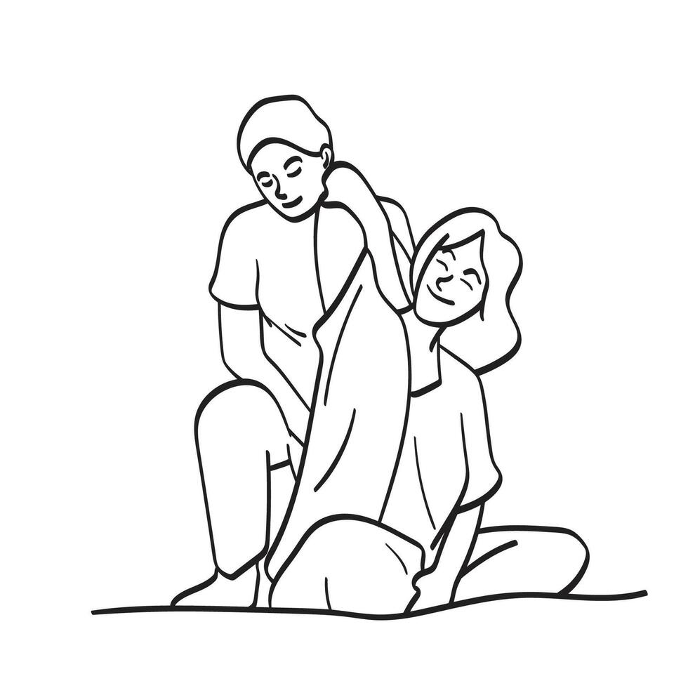 Massage Behandlung auf Bett Illustration Vektor Hand gezeichnet isoliert auf Weiß Hintergrund