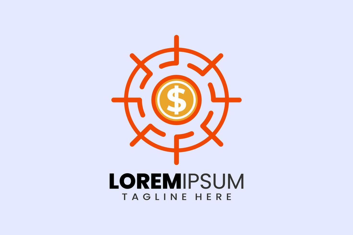 modern eben Design einzigartig schießen Ziel Tor mit Geld Dollar Logo Vorlage und oder Ziel Logo vektor