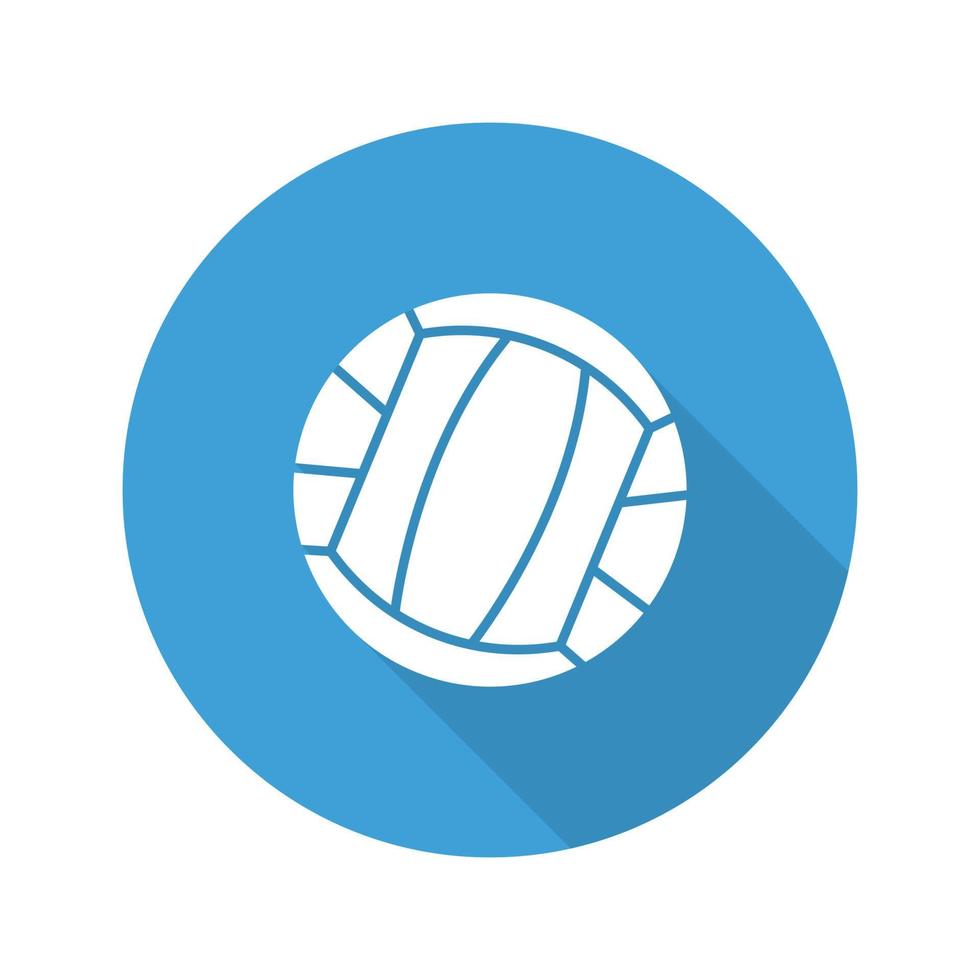 Volleyball Ball flaches Design lange Schatten Glyphe Symbol. Vektor-Silhouette-Abbildung vektor