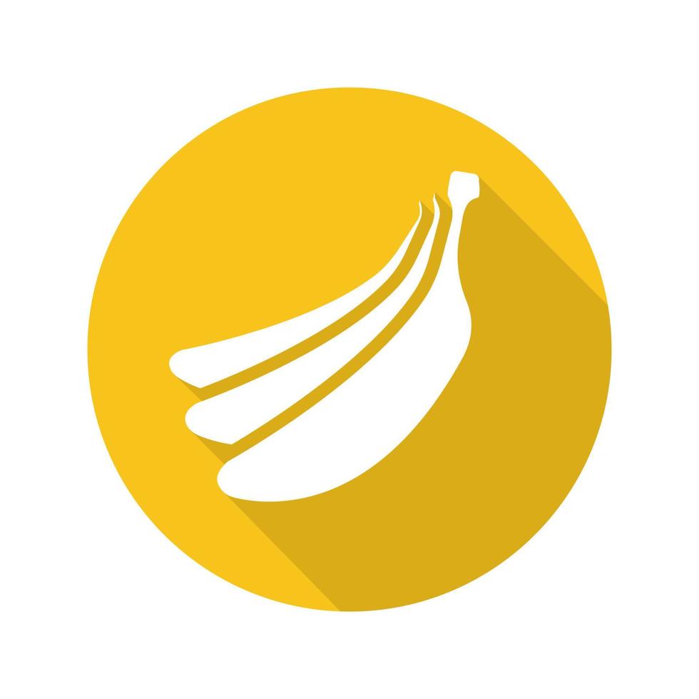 Bananen bündeln flaches Design lange Schatten Glyphe Symbol. Vektor-Silhouette-Abbildung vektor