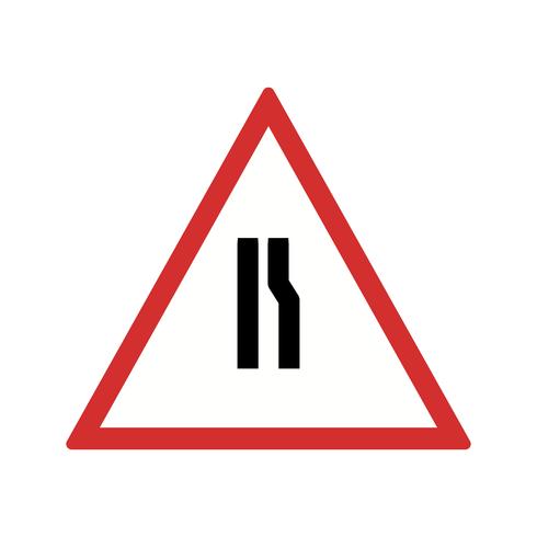 Vektorstraße verengt sich auf rechtem Verkehrsschild-Symbol vektor