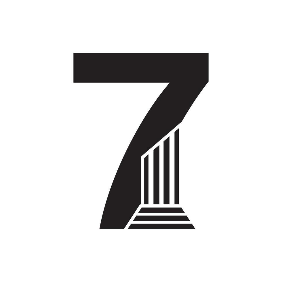 ohne serif Nummer 7 Säule Gesetz Logo vektor