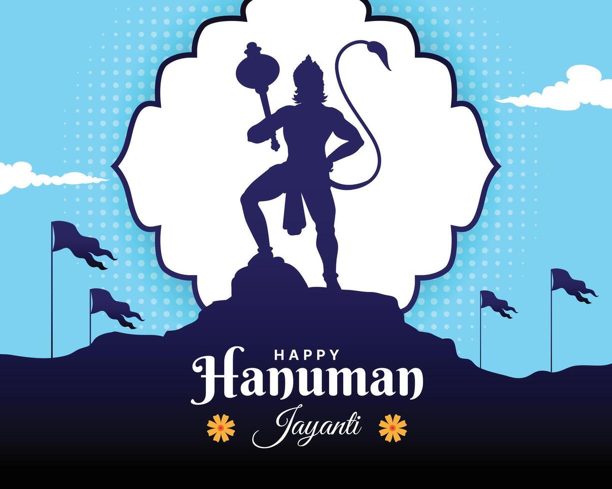 glücklich Hanuman Jayanti Festival, Feier von das Geburt von Herr Hanuman, Gruß Karte Post Vektor