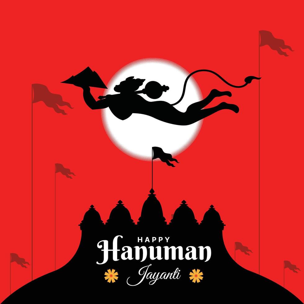 glücklich Hanuman Jayanti Festival, Feier von das Geburt von Herr Hanuman, Gruß Karte Post Vektor