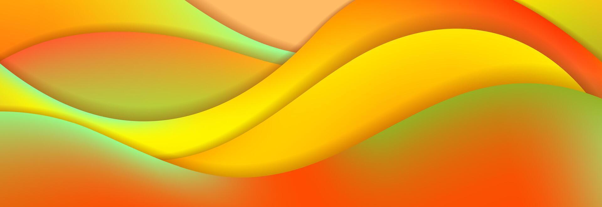 grön och orange höst färger abstrakt vågig bakgrund vektor